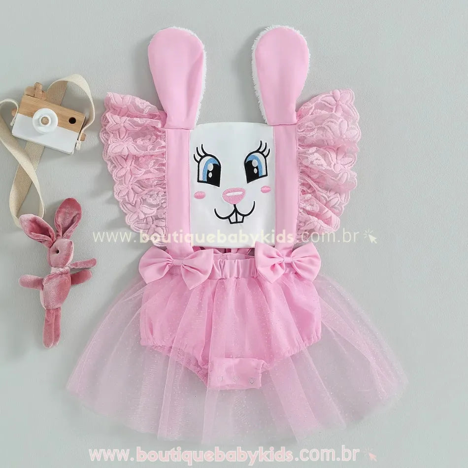 Romper Bebê Coelhinha de Páscoa com Tule