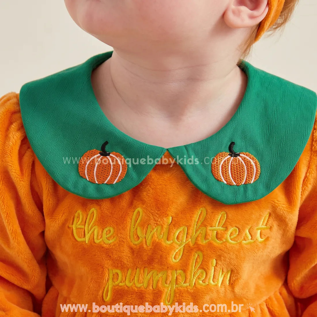 Romper Bebê Doce Abóborinha com Faixa para Halloween - Boutique Baby Kids
