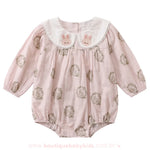 Romper Pimpão Bebê Jardim da Coelhinha Rosa com Gola Bordada - Boutique Baby Kids 