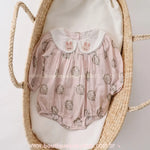 Romper Pimpão Bebê Jardim da Coelhinha Rosa com Gola Bordada - Boutique Baby Kids 
