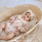 Romper Pimpão Bebê Jardim da Coelhinha Rosa com Gola Bordada - Boutique Baby Kids 