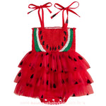 Romper Vestido Bebê Melancia Tropical com Tule - Boutique Baby Kids