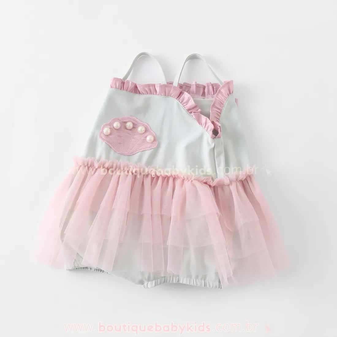 Romper Bebê Pequena Sereia com Tule e Pérolas - Boutique Baby Kids