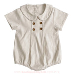Romper Bebê Pequeno Cavalheiro com Gola Clássica Bege - Boutique Baby Kids 
