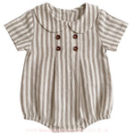 Romper Bebê Pequeno Cavalheiro Listrado com Gola Clássica - Boutique Baby Kids 