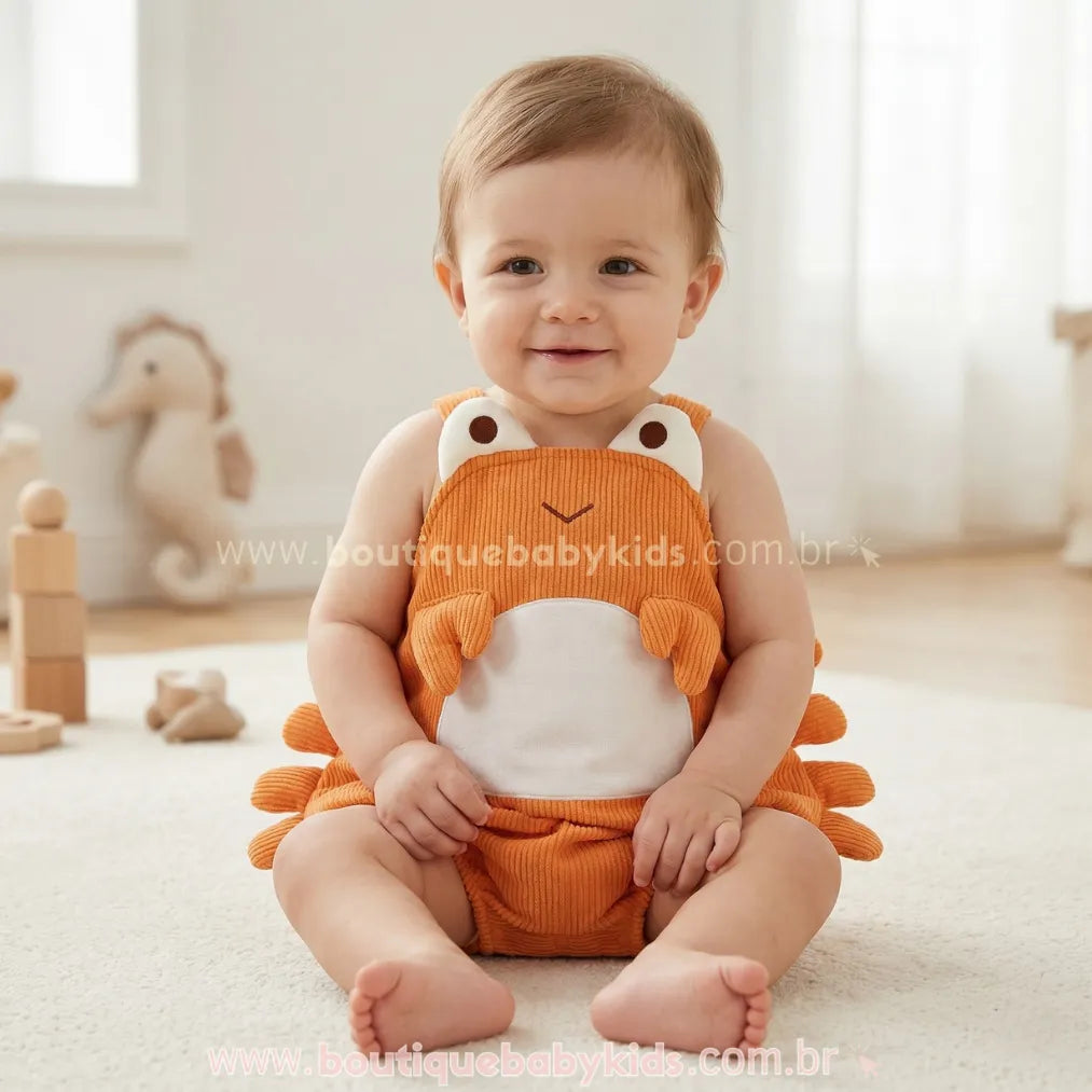 Romper Body Bebê Fantasia Caranguejo Divertido 3D - Boutique Baby Kids