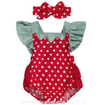 Romper temático de morango visto de frente em fundo branco com a faixa posicionada acima