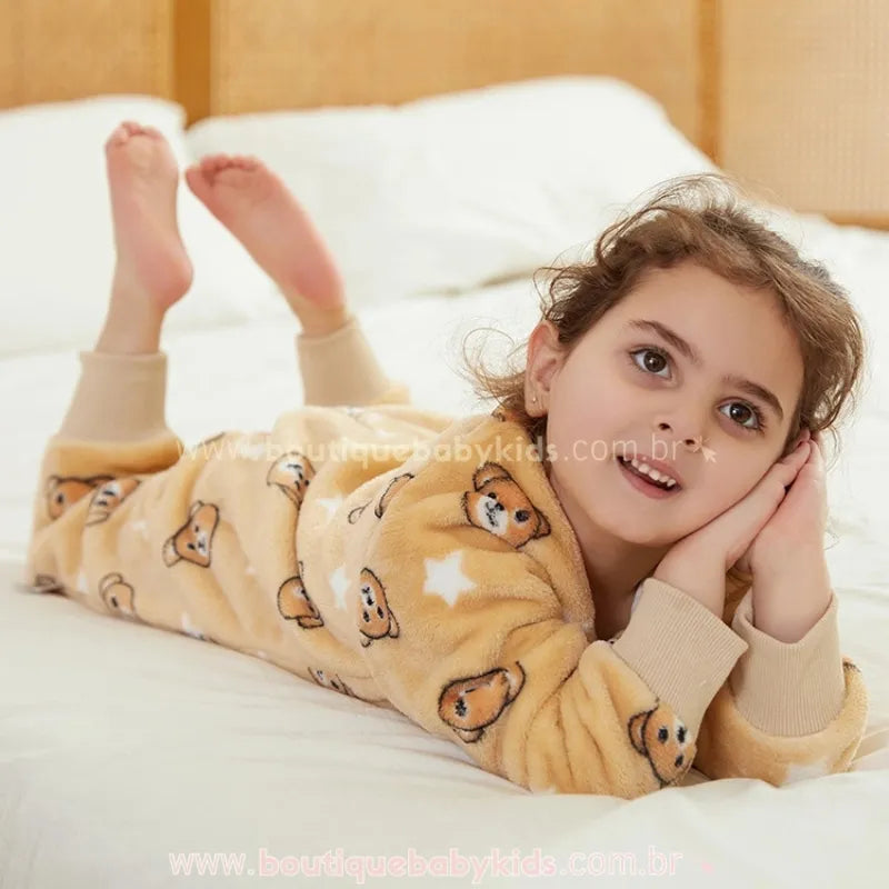 Saco de Dormir Infantil Estampa de Ursinhos Manga Longa Bege - Boutique Baby Kids