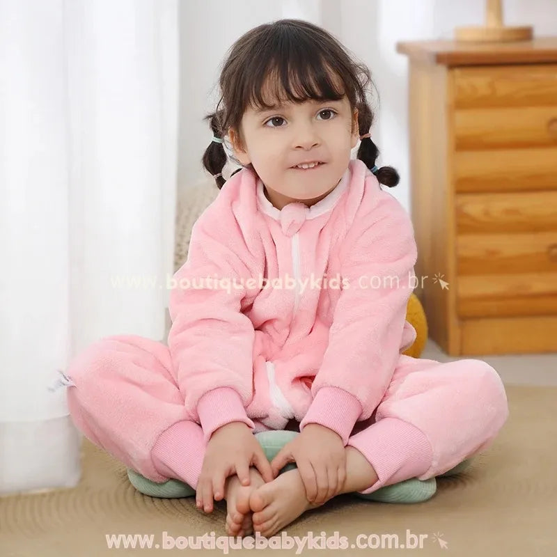 Saco de Dormir Infantil Coelhinha Sonolenta Manga Longa Rosa - Boutique Baby Kids
