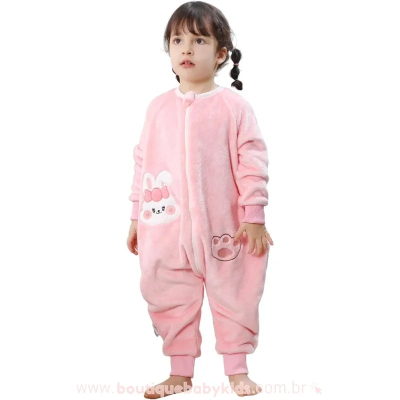 Saco de Dormir Infantil Coelhinha Sonolenta Manga Longa Rosa - Boutique Baby Kids