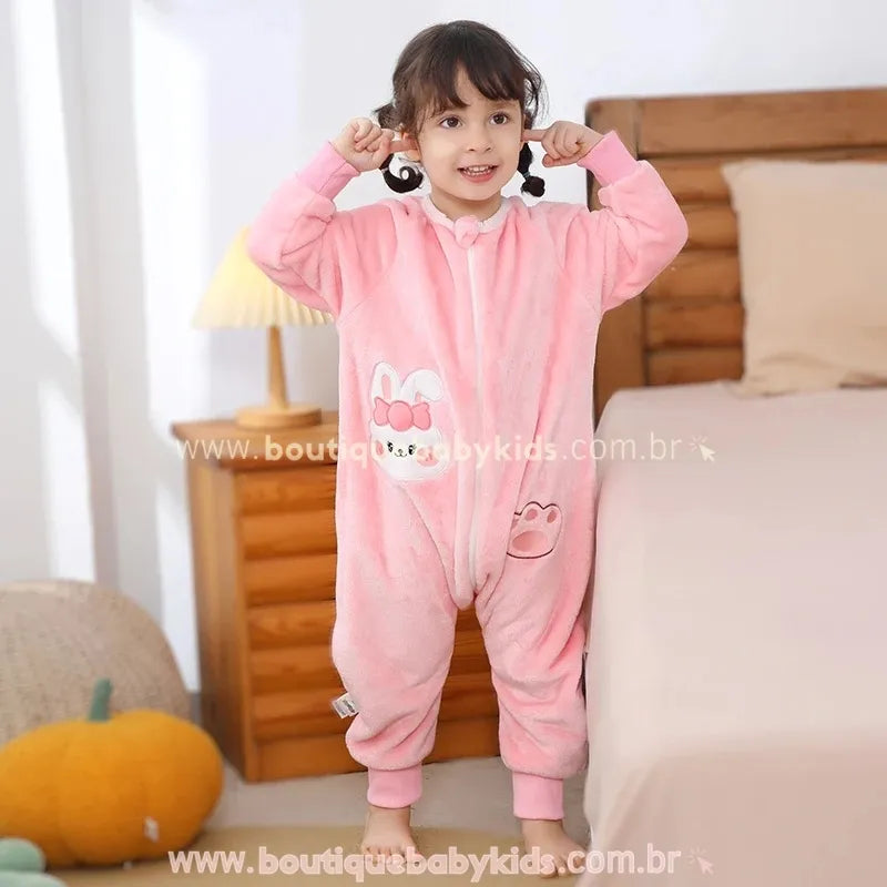 Saco de Dormir Infantil Coelhinha Sonolenta Manga Longa Rosa - Boutique Baby Kids