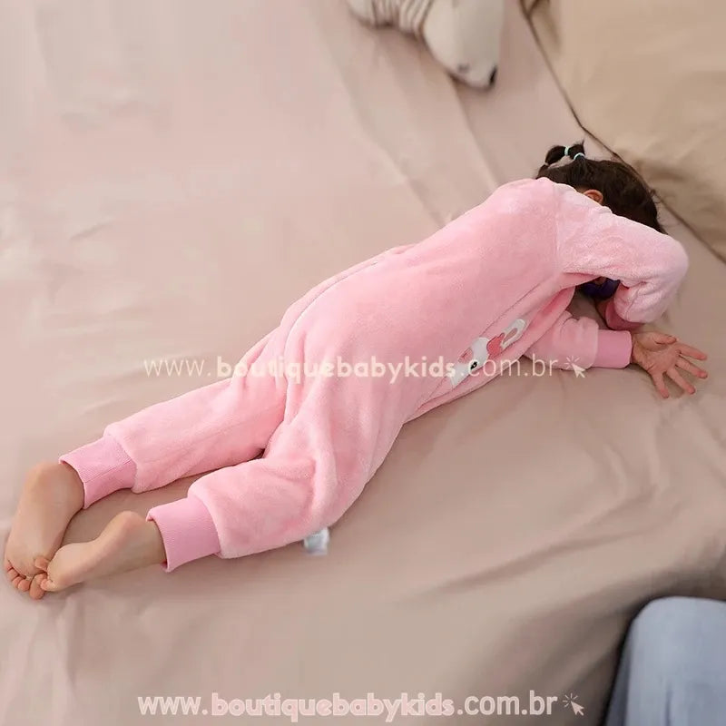 Saco de Dormir Infantil Coelhinha Sonolenta Manga Longa Rosa - Boutique Baby Kids
