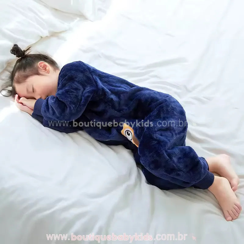 Saco de Dormir Infantil Corujinha Noturna Manga Longa Azul - Boutique Baby Kids