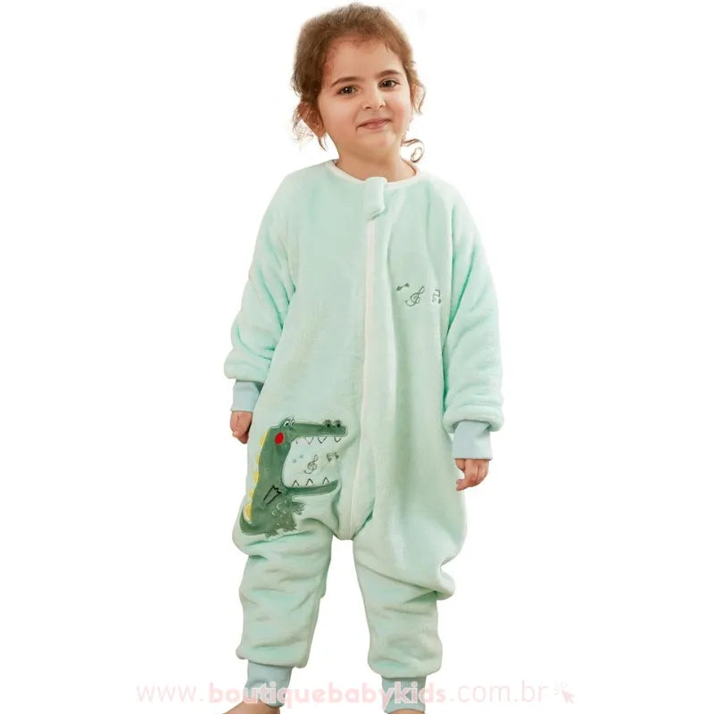 Saco de Dormir Infantil Estampa Crocodilo Manga Longa Verde - Boutique Baby Kids