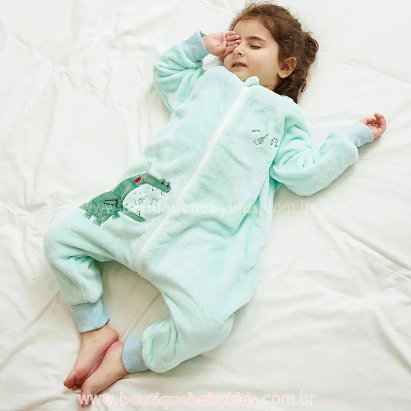 Saco de Dormir Infantil Estampa Crocodilo Manga Longa Verde - Boutique Baby Kids
