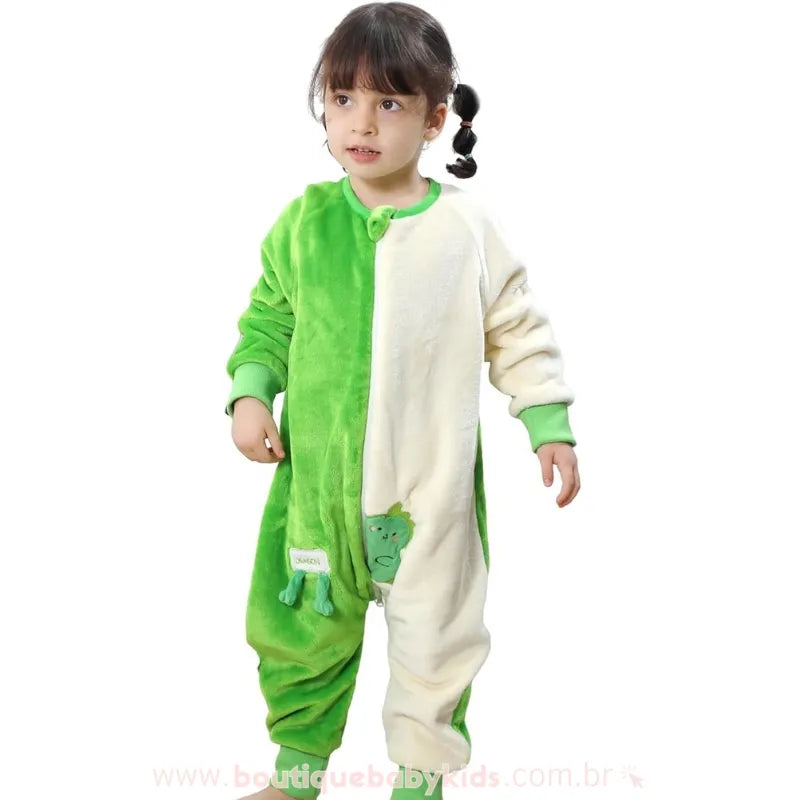 Saco de Dormir Infantil Dinossaurinho Manga Longa Verde - Boutique Baby Kids