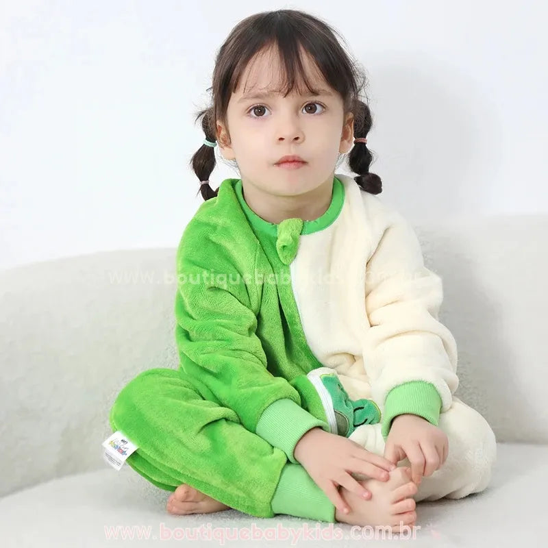 Saco de Dormir Infantil Dinossaurinho Manga Longa Verde - Boutique Baby Kids
