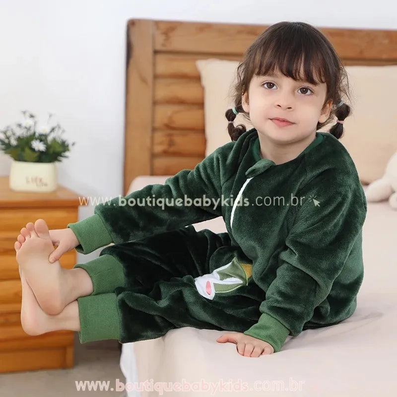 Saco de Dormir Infantil Dinossauro da Floresta Manga Longa Verde - Boutique Baby Kids