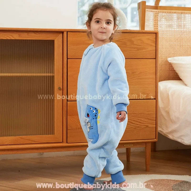 Saco de Dormir Infantil Dinossauro Manga Longa Azul - Boutique Baby Kids