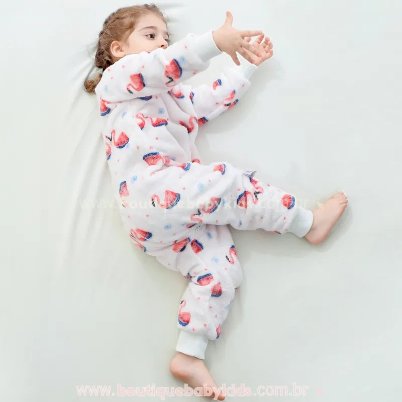 Saco de Dormir Infantil Estampa de Flamingos e Melancia Manga Longa - Boutique Baby Kids