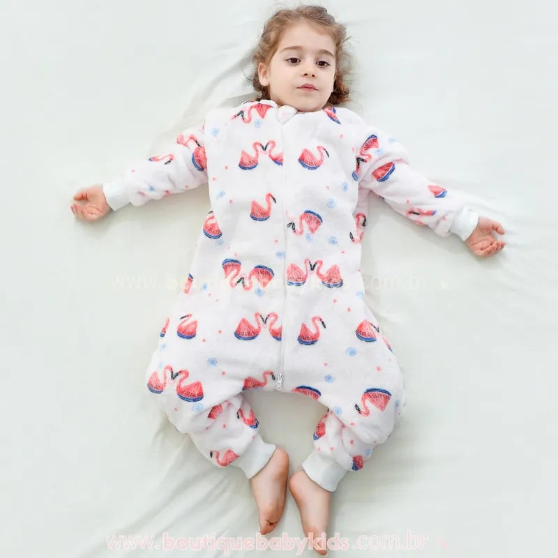 Saco de Dormir Infantil Estampa de Flamingos e Melancia Manga Longa - Boutique Baby Kids