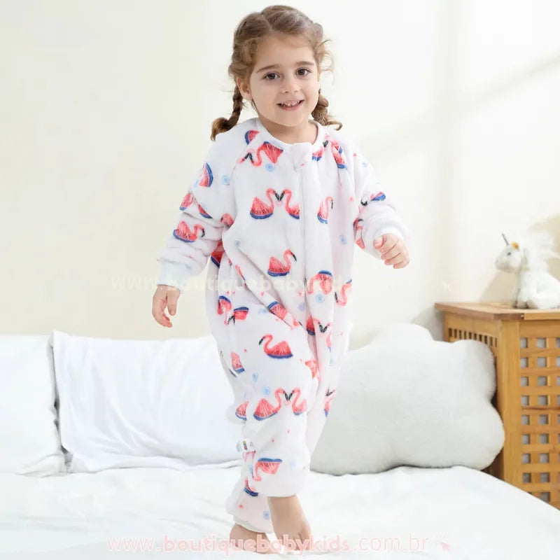 Saco de Dormir Infantil Estampa de Flamingos e Melancia Manga Longa - Boutique Baby Kids