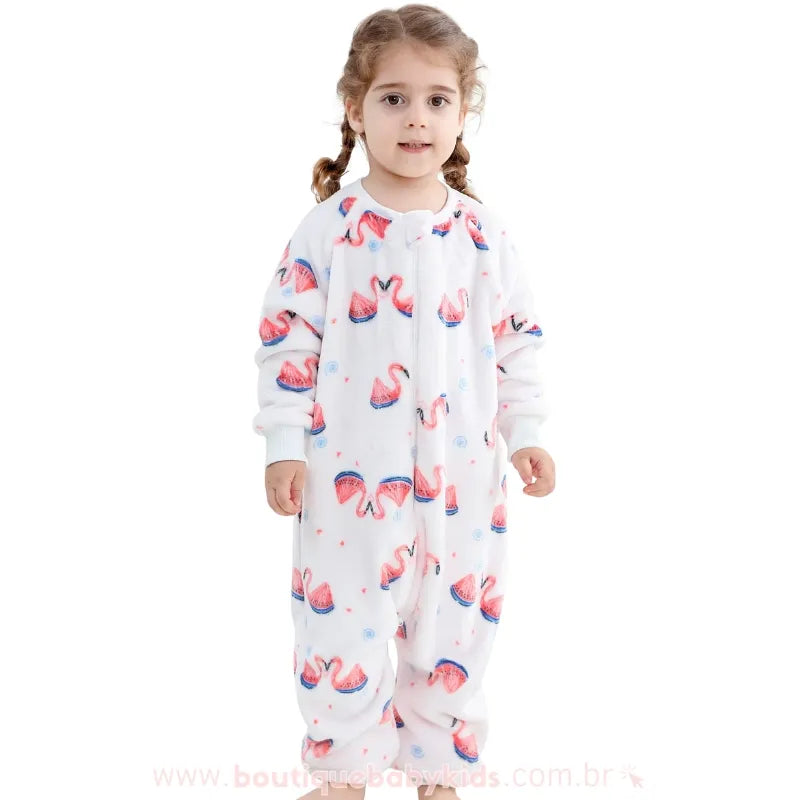 Saco de Dormir Infantil Estampa de Flamingos e Melancia Manga Longa - Boutique Baby Kids