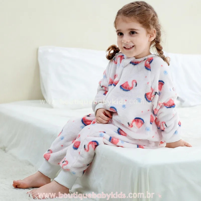 Saco de Dormir Infantil Estampa de Flamingos e Melancia Manga Longa - Boutique Baby Kids