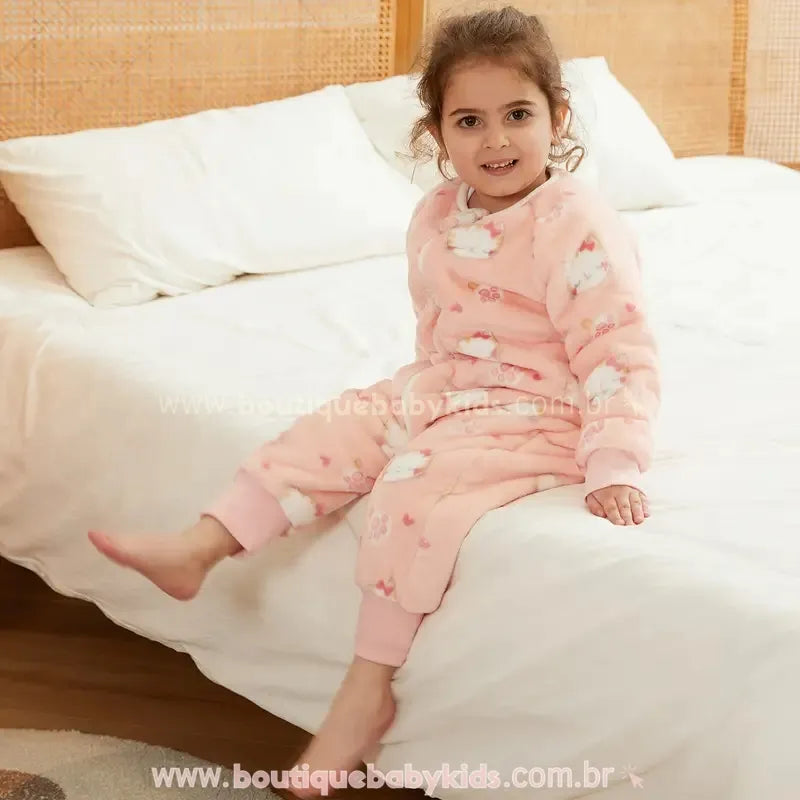 Saco de Dormir Infantil Estampa de Gatinhas Manga Longa Rosa - Boutique Baby Kids