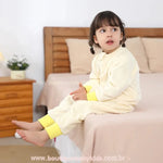 Saco de Dormir Infantil Bordado de Girafinha Manga Longa Amarelo - Boutique Baby Kids