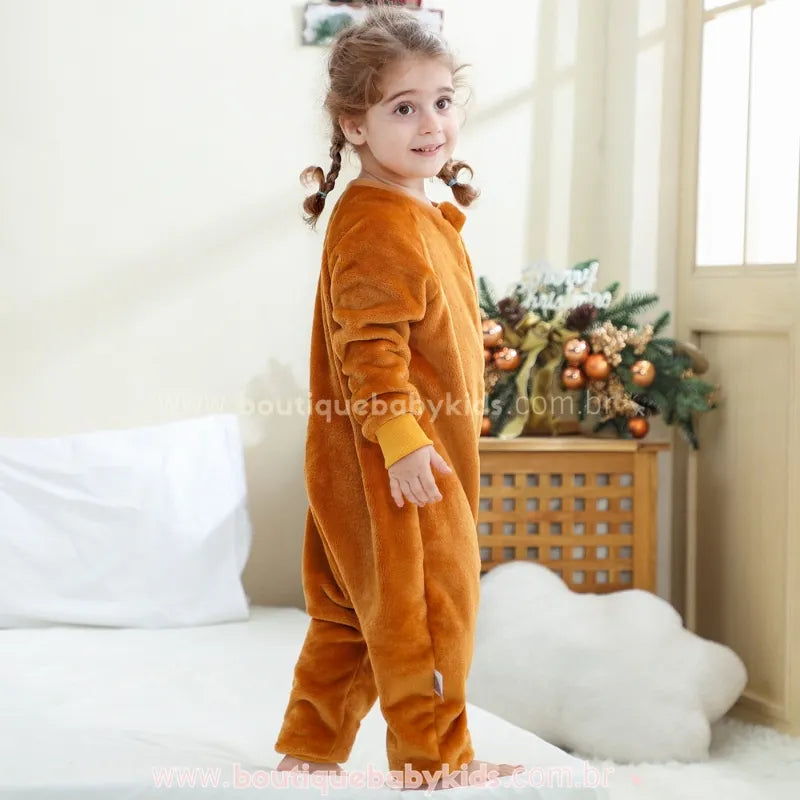Saco de Dormir Infantil Leãozinho Caramelo Manga Longa Marrom - Boutique Baby Kids