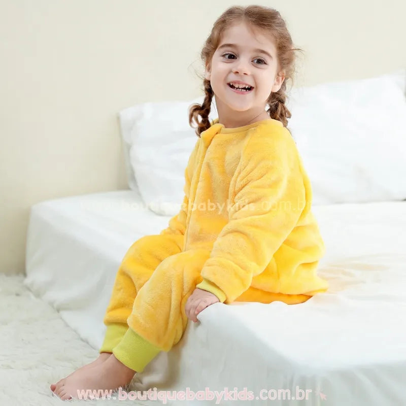 Saco de Dormir Infantil Bordado Patinho Manga Longa Amarelo - Boutique Baby Kids