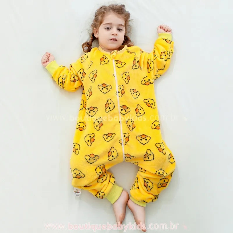 Saco de Dormir Infantil Estampa Patinhos Manga Longa Amarelo - Boutique Baby Kids