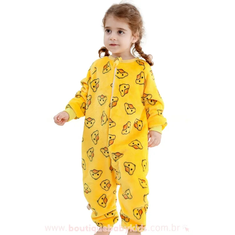 Saco de Dormir Infantil Estampa Patinhos Manga Longa Amarelo - Boutique Baby Kids