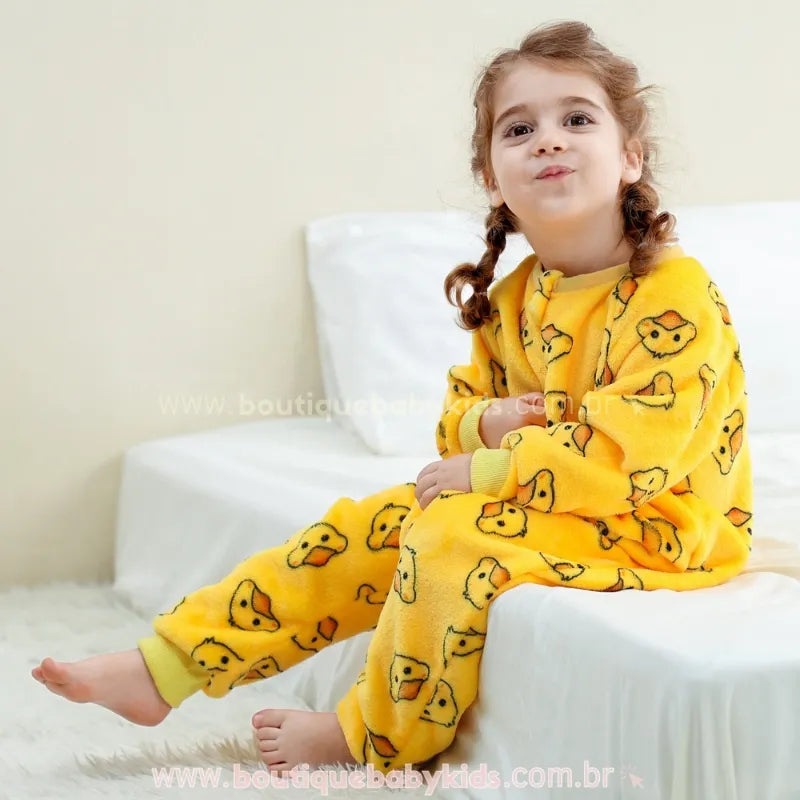 Saco de Dormir Infantil Estampa Patinhos Manga Longa Amarelo - Boutique Baby Kids