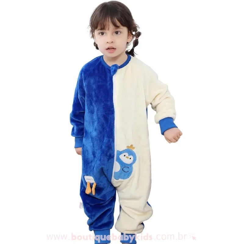 Saco de Dormir Infantil Pinguim do Ártico Manga Longa Azul - Boutique Baby Kids
