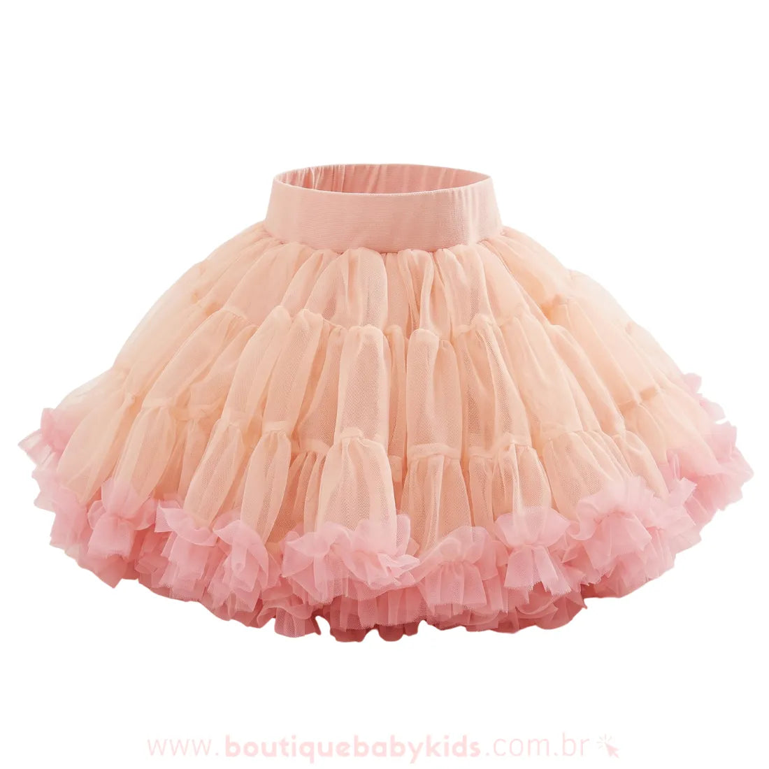 Saia Infantil Tutu Doce Bailarina com Tule e Babados Rosa - Boutique Baby Kids 