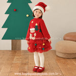 Saia Infantil Tutu Mini Árvore de Natal com Pompons Vermelho - Boutique Baby Kids 