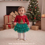 Saia Infantil Tutu Mini Árvore de Natal com Pompons - Boutique Baby Kids