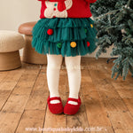 Saia Infantil Tutu Mini Árvore de Natal com Pompons - Boutique Baby Kids 