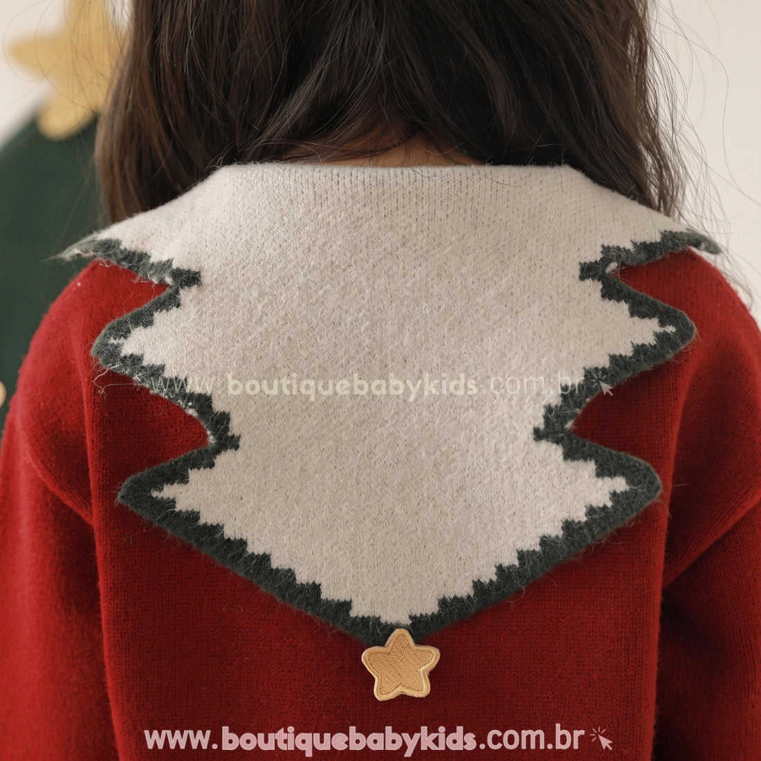 Suéter Infantil Tricot Pinheirinho de Natal com Gola de Árvore - Boutique Baby Kids