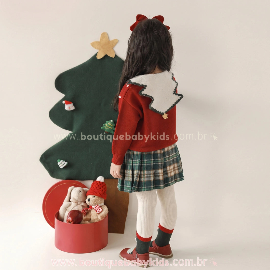 Suéter Infantil Tricot Pinheirinho de Natal com Gola de Árvore - Boutique Baby Kids