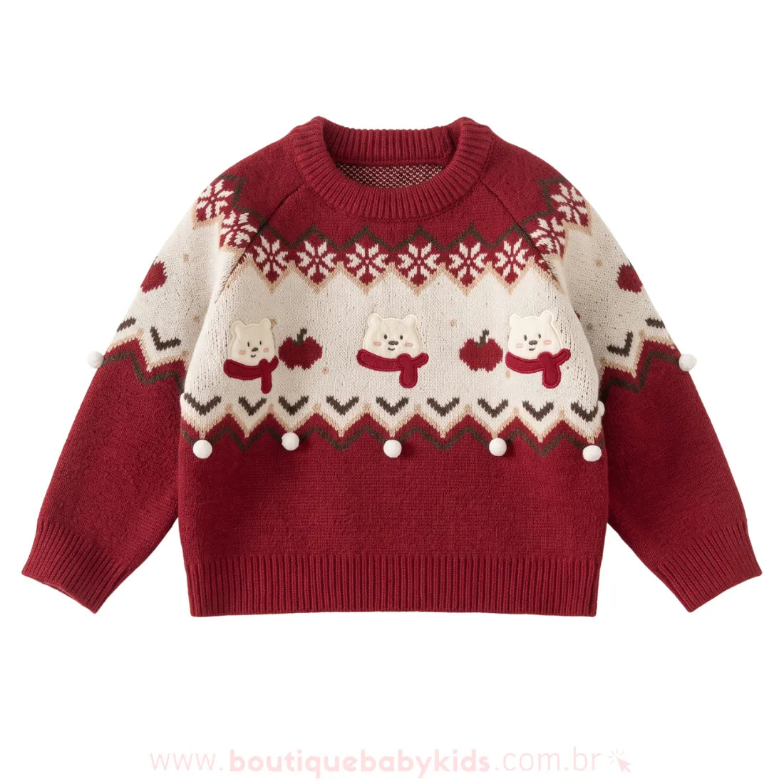 Suéter Infantil Natalino Tricot Ursinhos Nevados - Boutique Baby Kids