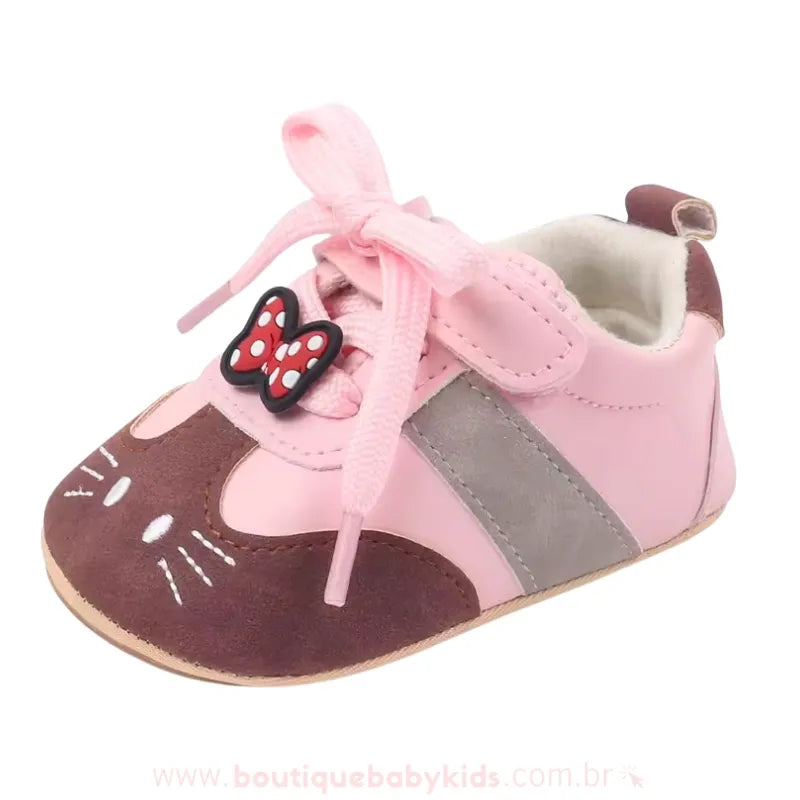 Tênis Bebê Primeiros Passos Gatinha Hello Kitty – Couro Ecológico Rosa - Boutique Baby Kids 