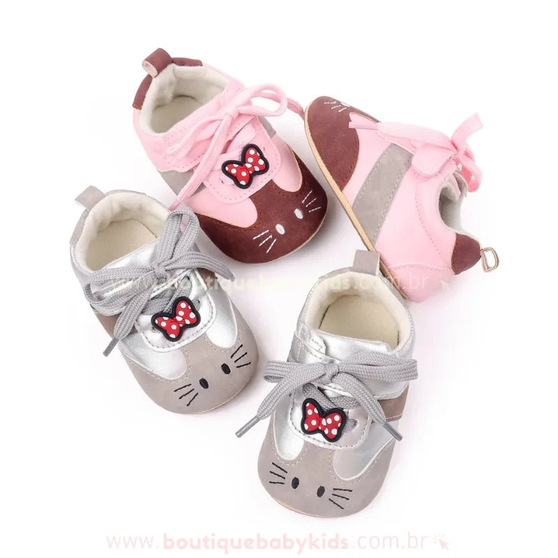 Tênis Bebê Primeiros Passos Gatinha Hello Kitty – Couro Ecológico - Boutique Baby Kids 