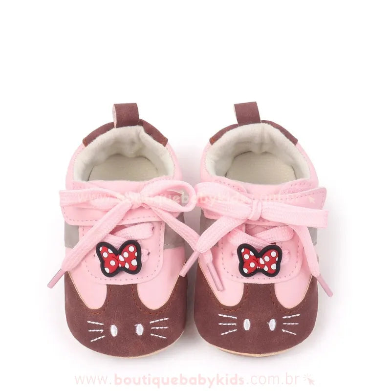 Tênis Bebê Primeiros Passos Gatinha Hello Kitty – Couro Ecológico Rosa - Boutique Baby Kids 