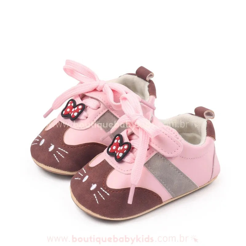 Tênis Bebê Primeiros Passos Gatinha Hello Kitty – Couro Ecológico Rosa - Boutique Baby Kids 