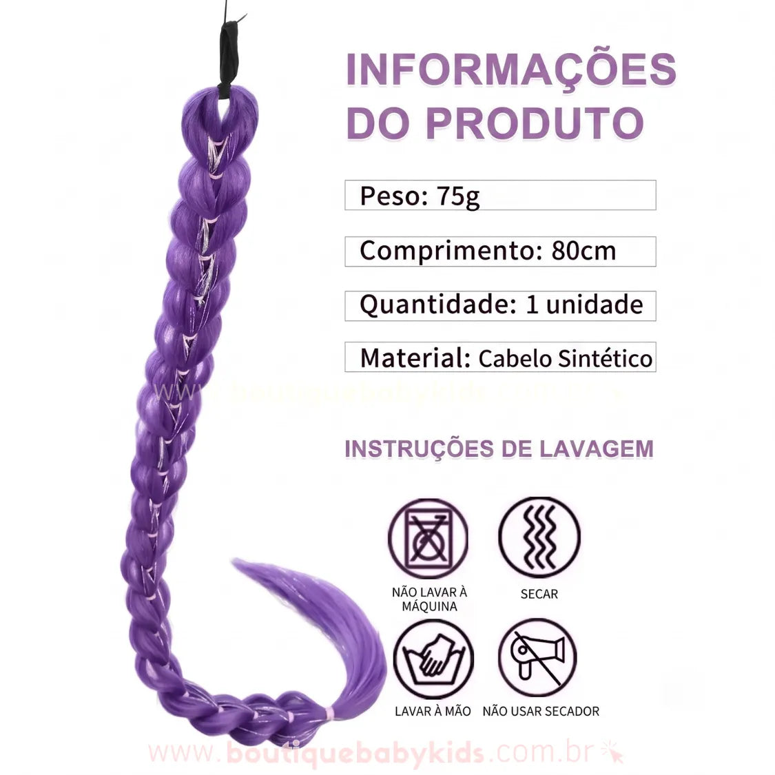 Trança Infantil Para Penteado Guerreiras do K-pop Rumi Roxo - Boutique Baby Kids