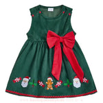 Vestido Infantil Bordado Natal Encantado com Laço Verde - Boutique Baby Kids