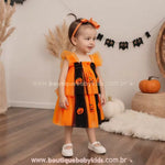 Vestido Infantil de Tule Temático de Halloween Abóboras Assombradas - Boutique Baby Kids